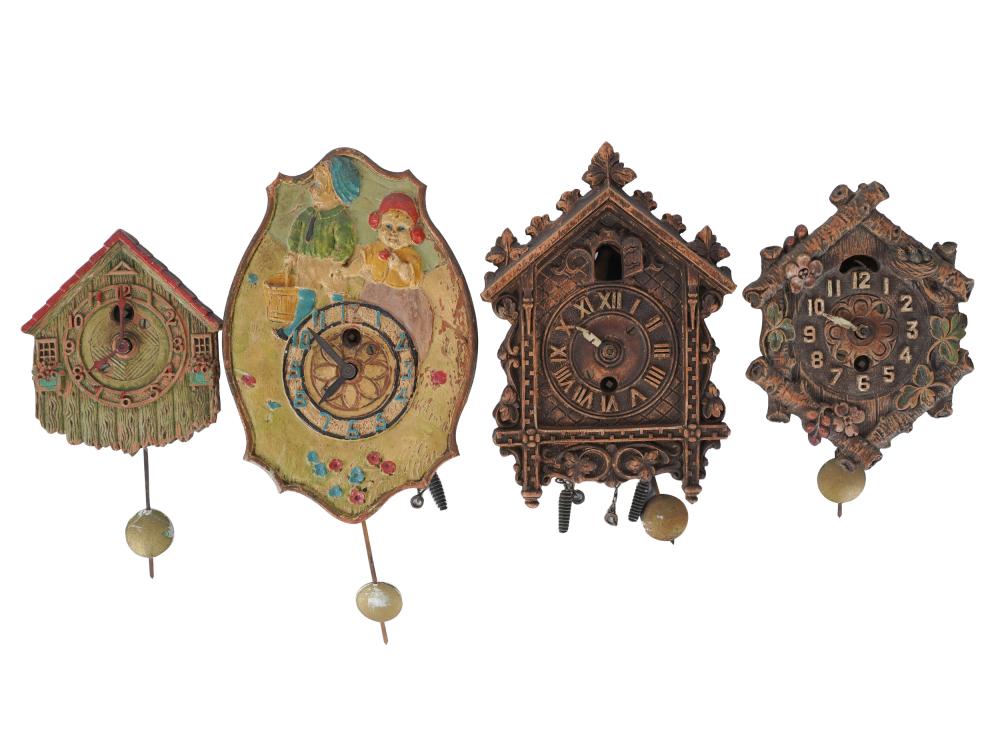 Appraisal: FOUR AMERICAN MINIATURE WALL CLOCKSeach signed to backplate of movement