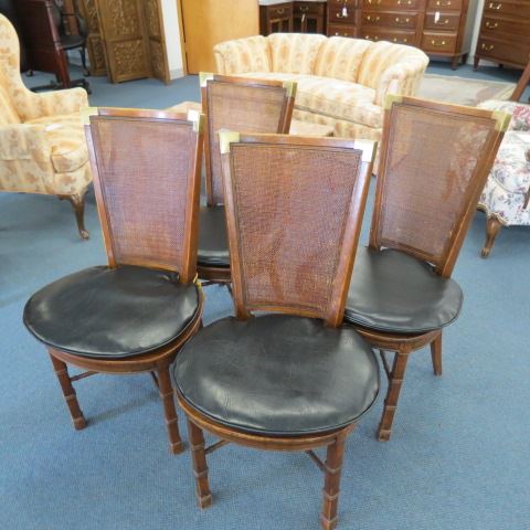 Appraisal: Chairs cane back and seats black cushions