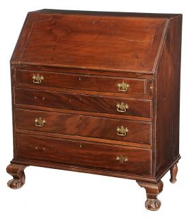 Appraisal: Chippendale Style Mahogany Slant American late th century fitted interior