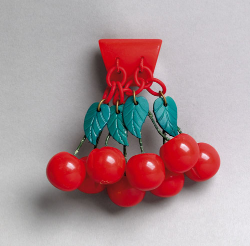 Appraisal: Bakelite and celluloid dangling cherry brooch early mid th c