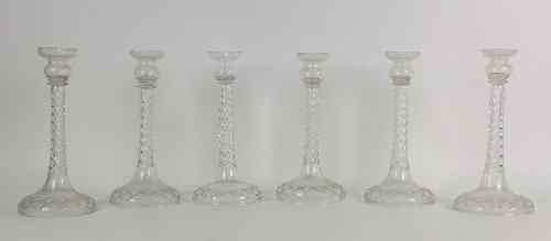 Appraisal: Six late th Century cut glass candlesticks with hollow circular