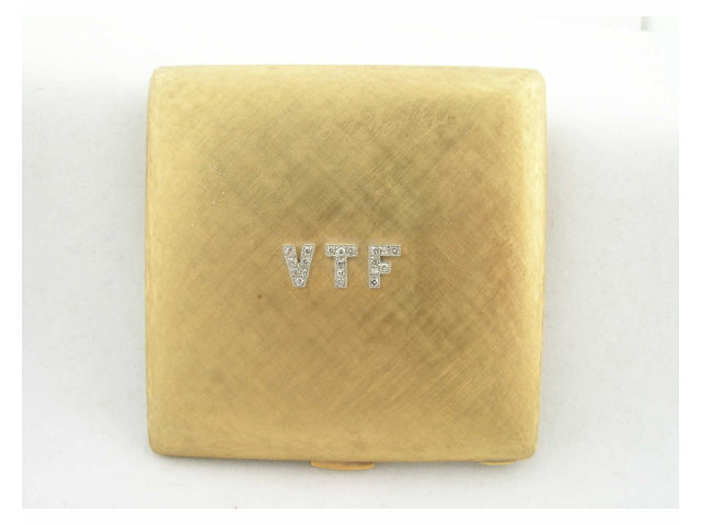 Appraisal: K yellow gold vanity compact florentine finish with diamond initials