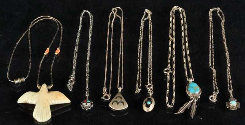 Appraisal: Lot of Native American Indian Navajo Necklaces Description Two with