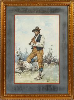 Appraisal: G FARHUNT WATERCOLOR G FARHUNT WATERCOLOR H L ITALIAN MAN