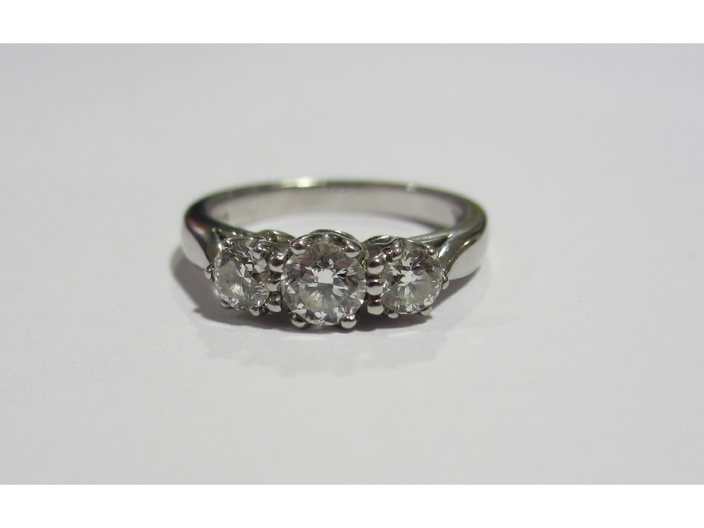 Appraisal: Platinum diamond three stone ring with three brilliant cut diamonds