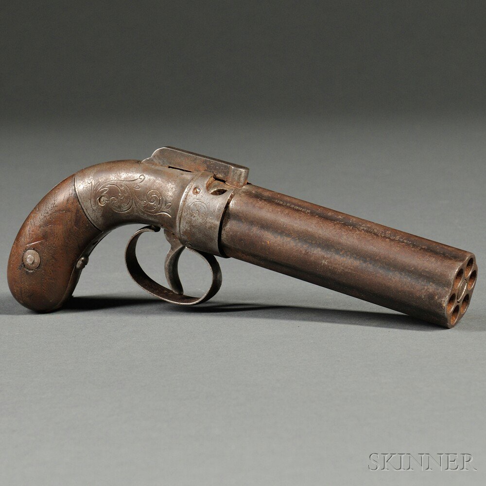 Appraisal: Allen and Thurber Six-shot Pepperbox Pistol c walnut grips with