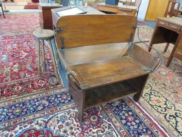 Appraisal: th Century Bench made from horse drawn buggy seat wide