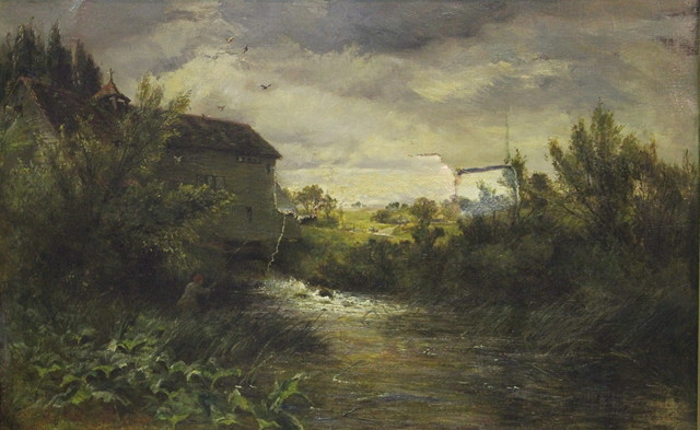 Appraisal: th Century English SchoolWater mill in the countryside oils on