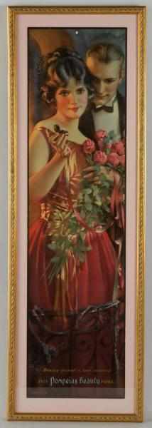 Appraisal: Framed Pompeian Beauty Advertising Sign Description Beautiful image of girl