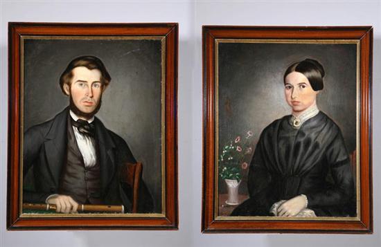 Appraisal: PORTRAIT OF A LADY AND A GENTLEMAN AMERICAN - Oils