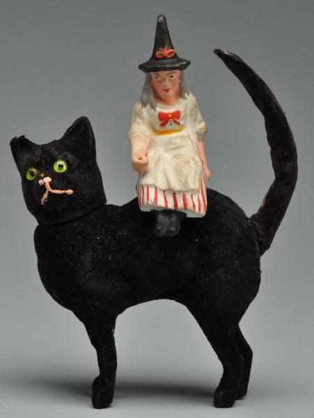 Appraisal: Halloween Witch on Black Cat Candy Container Description Halloween witch