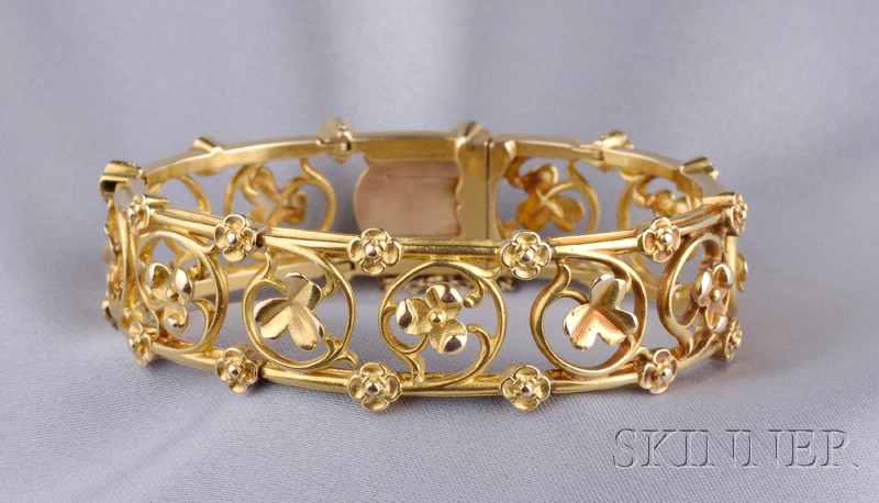 Appraisal: Art Nouveau kt Gold Bracelet the links designed as a