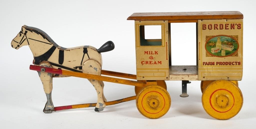 Appraisal: ANTIQUE BORDEN HORSE DRAWN MILK WAGONRich Toys Bordens Farm Products