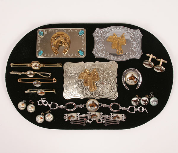 Appraisal: Lot of pieces vintage equestrian jewelry including marked Nickel silver