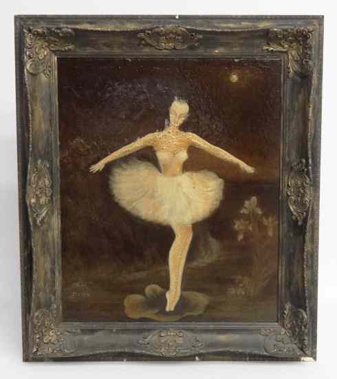 Appraisal: Painting oil on artist board ballerina Sight '' x ''