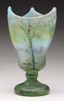 Appraisal: DAUM NANCY CAMEO ENAMELED VASE Lovely Spring scenic vase on