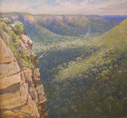 Appraisal: William Lister Lister - Blue Mountains oil on canvas signed