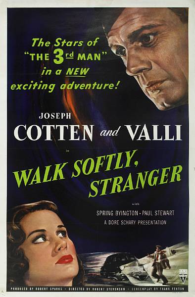 Appraisal: Walk Softly Stranger RKO Radio Pictures one-sheet condition A linen-backed