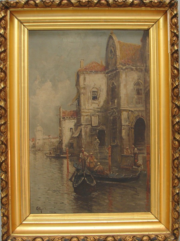 Appraisal: Venice gondola scene oil on canvas x SLL Arthur V