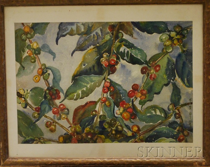 Appraisal: Ellen Glines American - Berries Signed l r Watercolor on