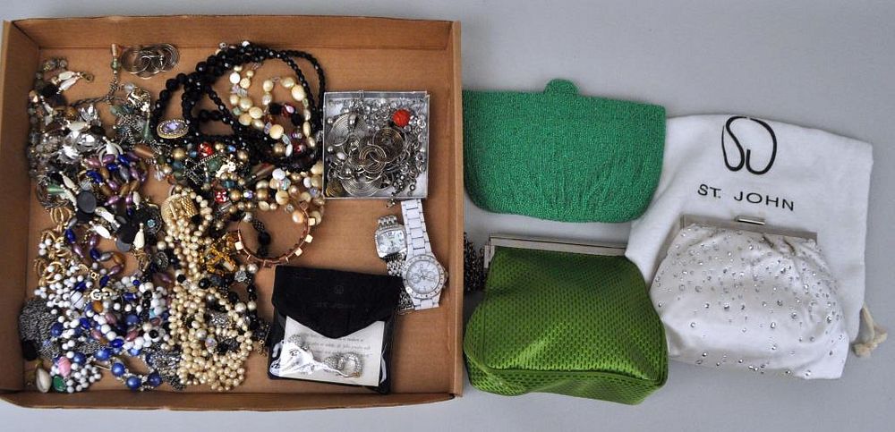 Appraisal: Discovery Group Costume Jewelry together with purses St John evening