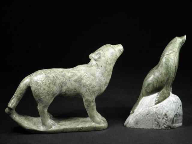 Appraisal: Lot of two Inuit carved soapstone animals Includes a carved