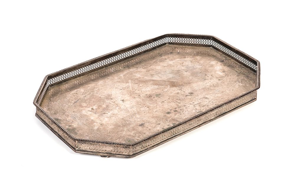 Appraisal: Early Sheffield Silver Serving Tray Early Sheffield Silver Serving Tray