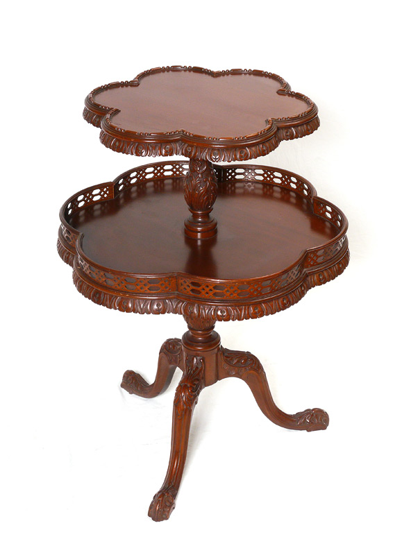 Appraisal: TWO TIER MAHOGANY BUTLER'S TABLE Pierce carved skirt on both