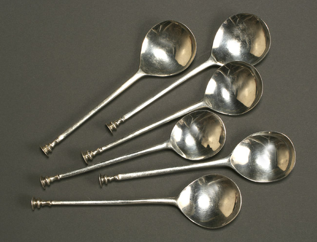 Appraisal: Group of Six George III Silver Seal-Top Spoons Each London