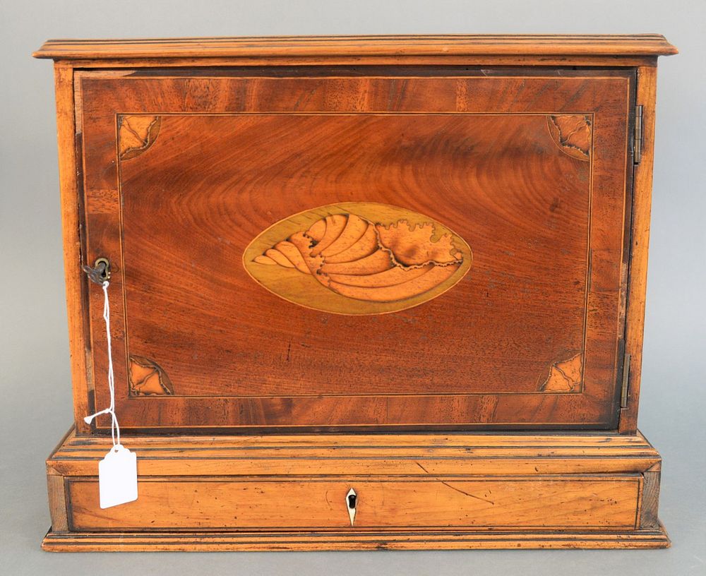 Appraisal: Mahogany Inlaid One Door Cabinet having inlaid shell on door