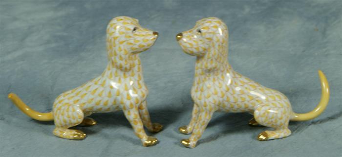 Appraisal: Two Herend gold dog figurines tall no damage Estimate -