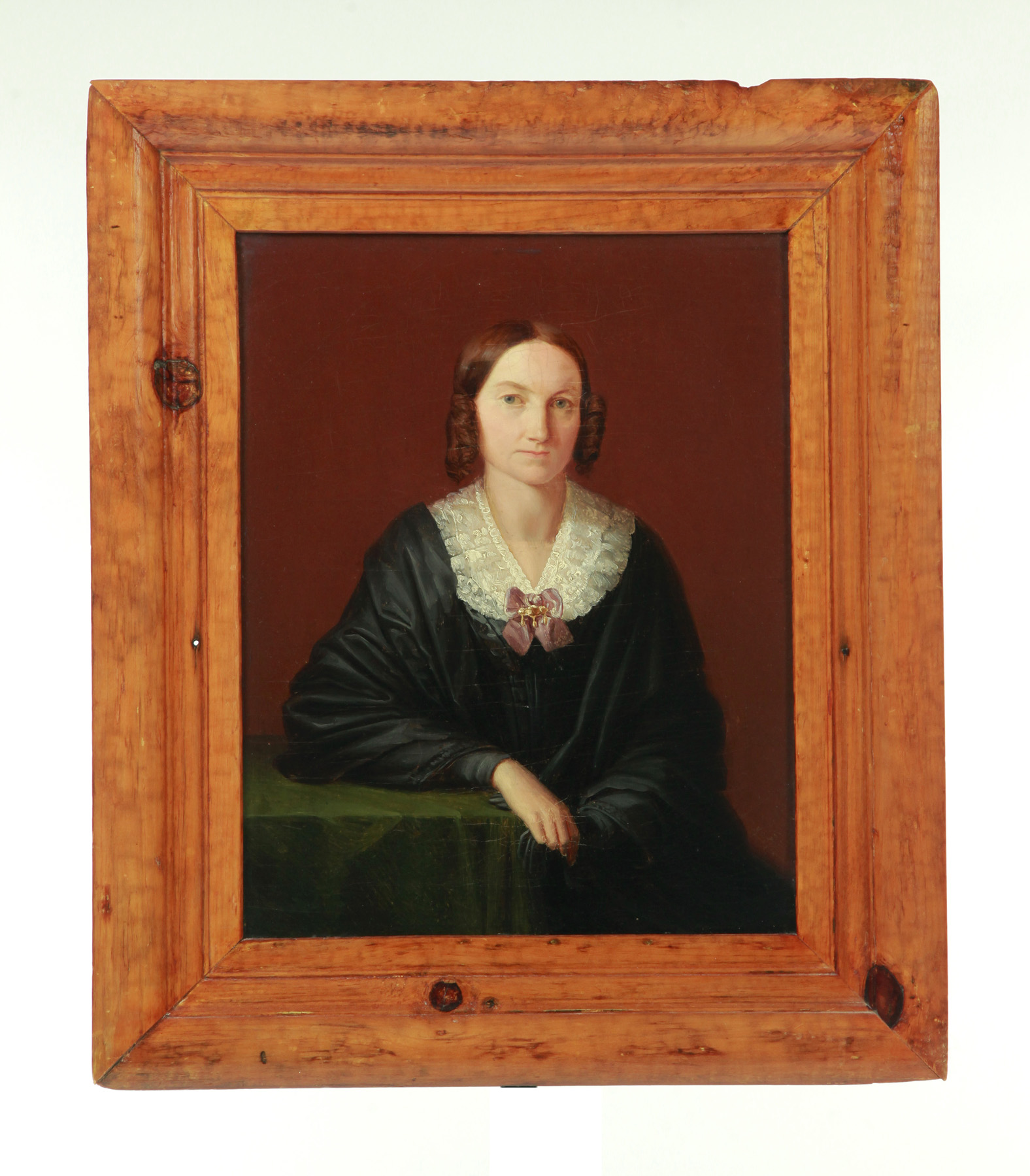 Appraisal: FRAMED PORTRAIT OF A LADY American mid- th century Curled