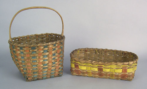 Appraisal: Two Maine painted splint baskets late th c h w