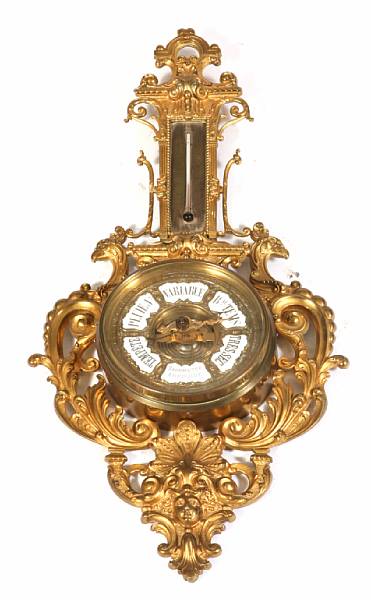 Appraisal: A Renaissance Revival gilt metal barometer height in