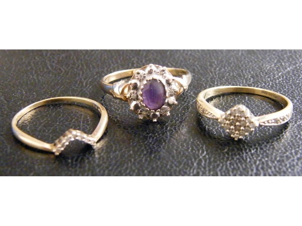 Appraisal: ct cluster ring and two ct diamond rings