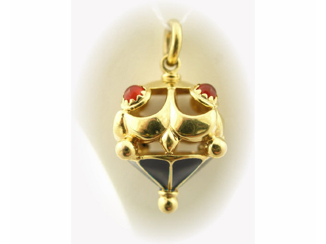 Appraisal: K yellow gold pendant with four cabochon cut semi-precious stones