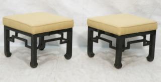 Appraisal: Pr Black Lacquer Asian Inspired Stools Asian sty Pr Black