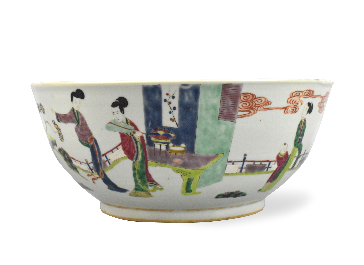 Appraisal: A large Chinese famille rose and iron red bowl dating