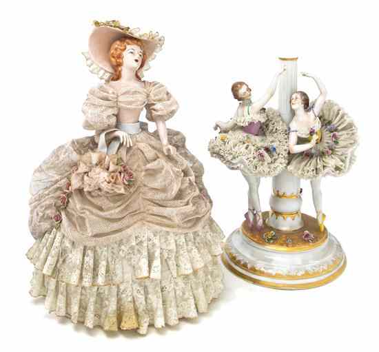 Appraisal: A Dresden Porcelain Lace Figure depicting a lady in a