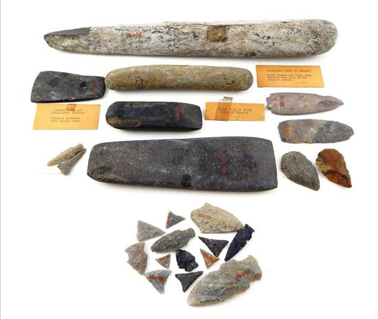 Appraisal: TRIBAL American Indian artifacts from Vermont twenty-four pieces mostly tools