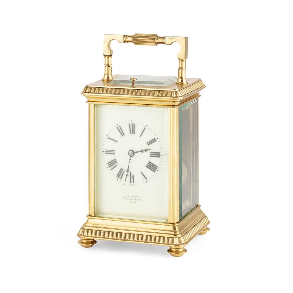 Appraisal: FRENCH BRASS REPEATER CARRIAGE CLOCK TH CENTURY the white enamel