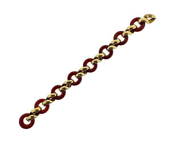 Appraisal: Van Cleef Arpels K Gold Carnelian Link Bracelet METAL K