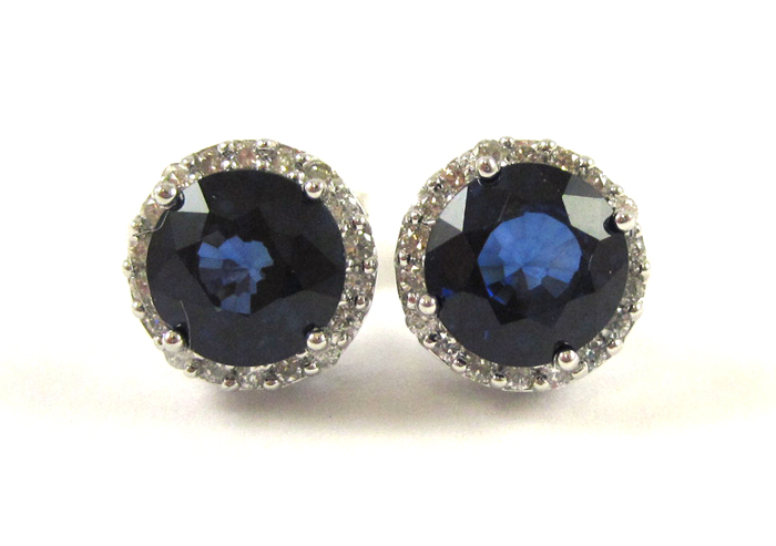 Appraisal: PAIR OF SAPPHIRE AND DIAMOND EARRINGS each k white gold