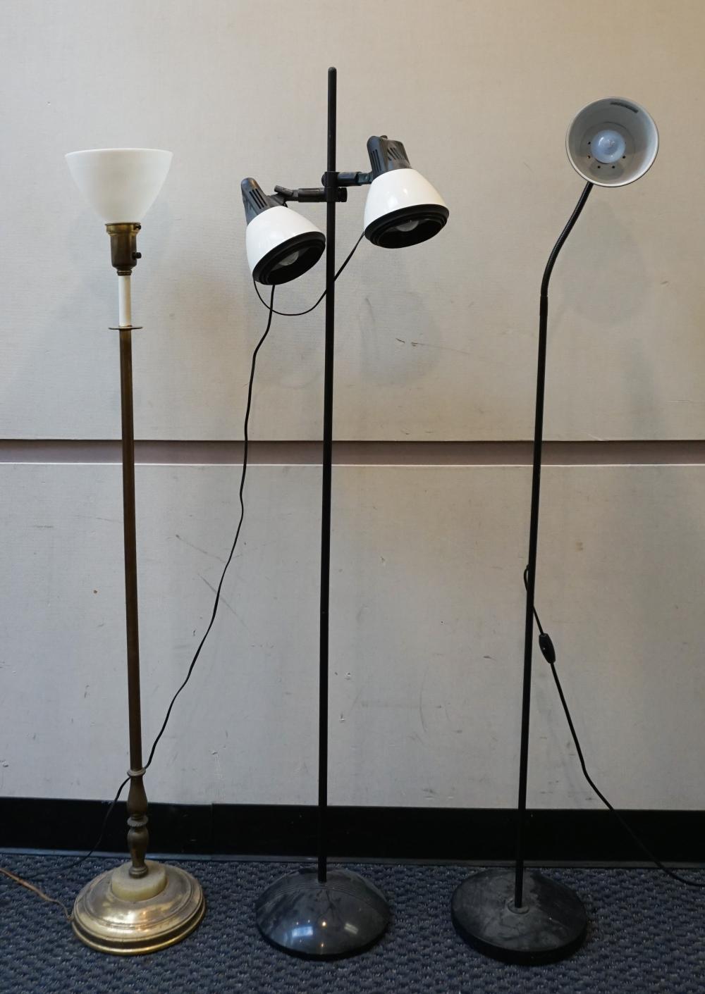 Appraisal: THREE ASSORTED METAL FLOOR LAMPS H OF TALLER IN CM