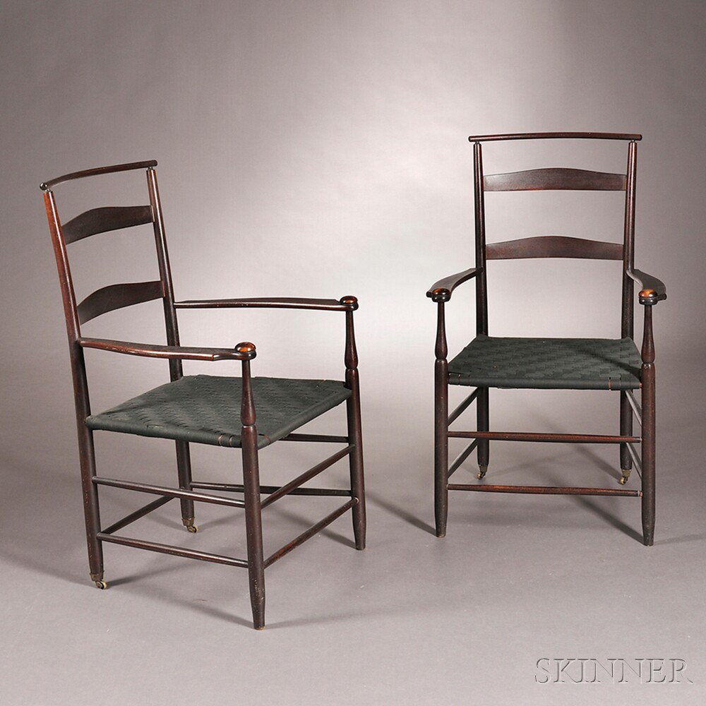 Appraisal: Pair of No Shaker Armchairs Mt Lebanon New York late