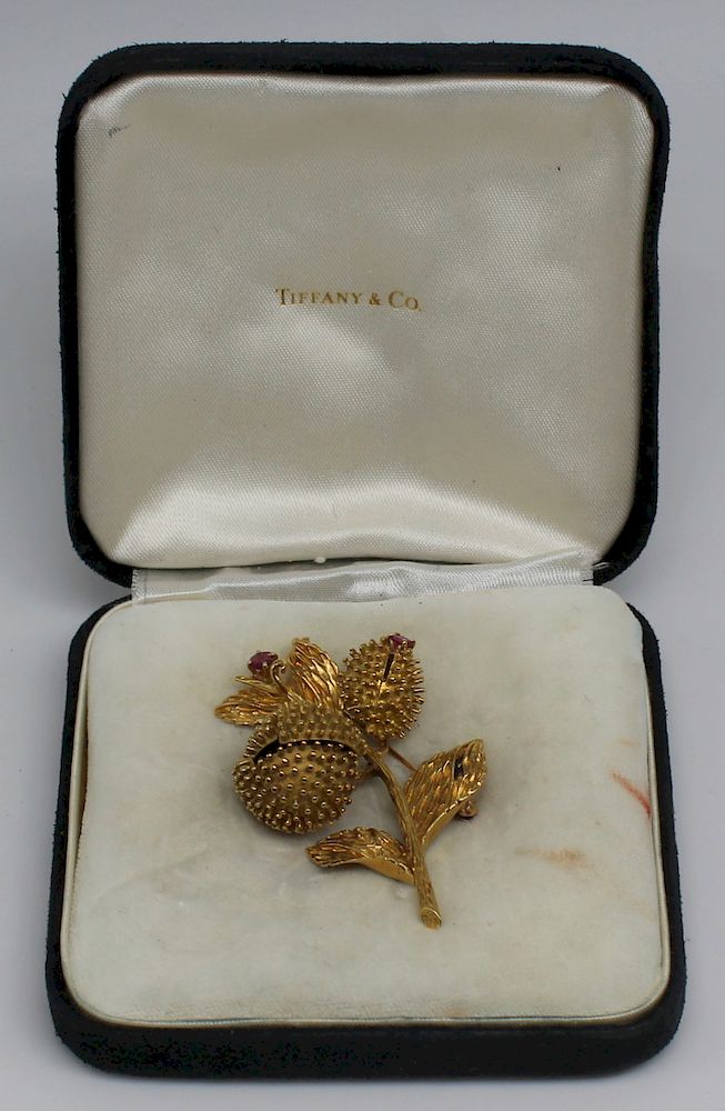 Appraisal: JEWELRY Tiffany Co kt Gold Ruby Diamond Brooch Tiffany Co