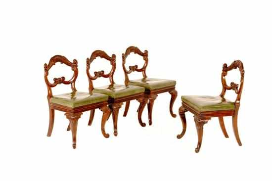 Appraisal: Set of four New York Classical carved mahogany side chairs