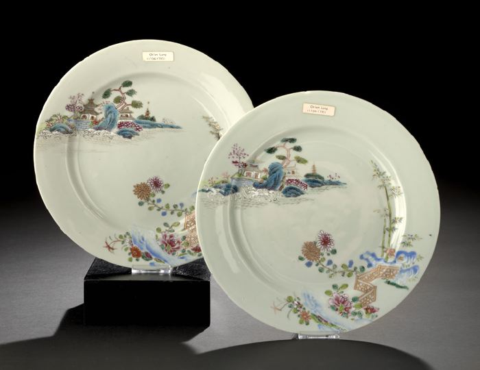 Appraisal: Good Pair of Chinese Export Famille Rose Porcelain Plates Qianlong