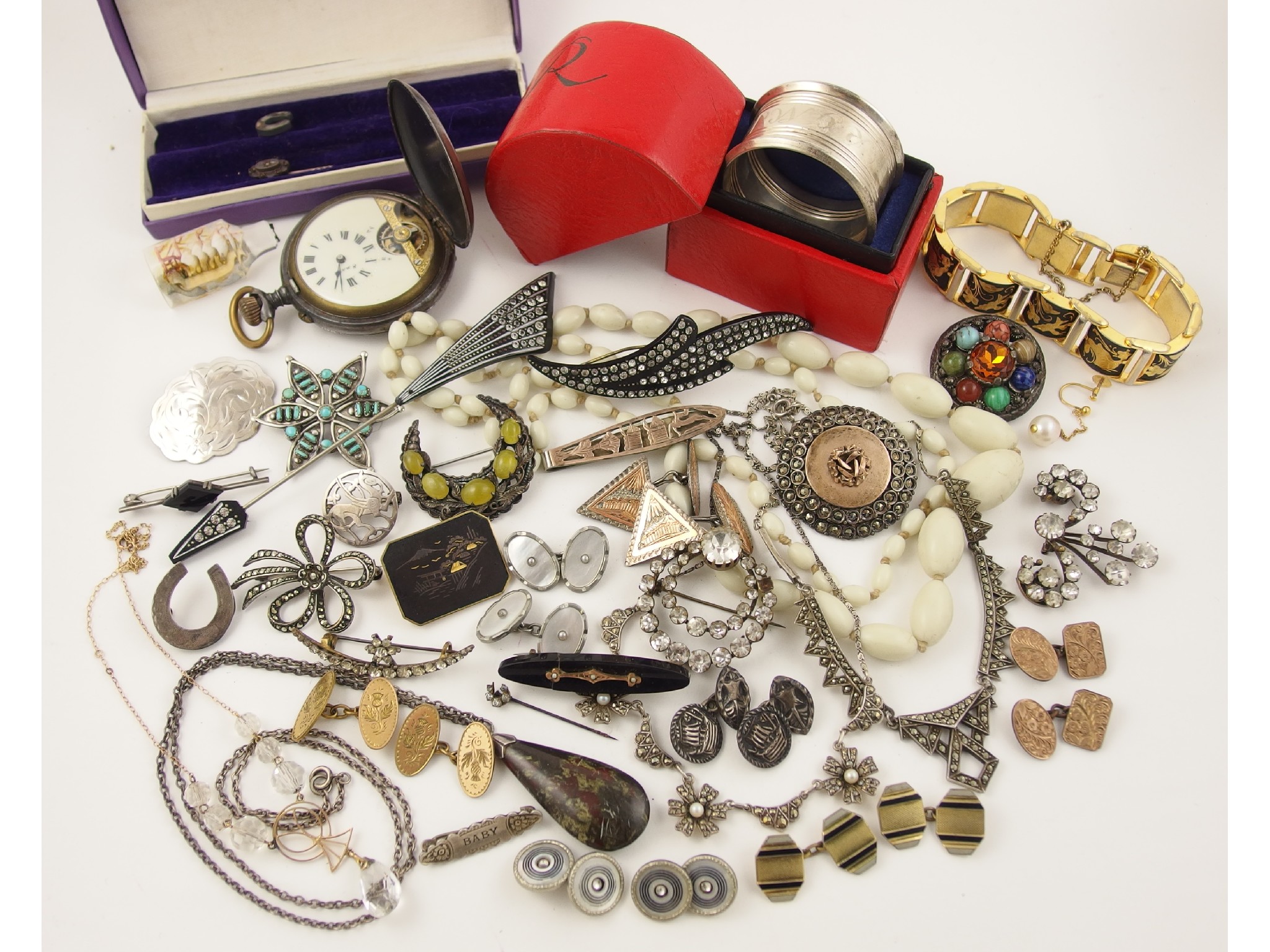 Appraisal: A boxed silver serviette ring and a collection of vintage