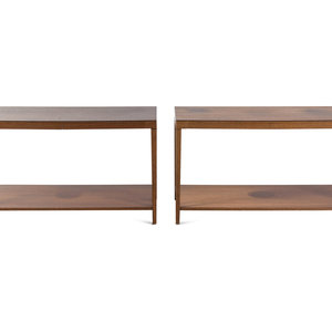 Appraisal: A Pair of Contemporary Hardwood Console Tables in the Style